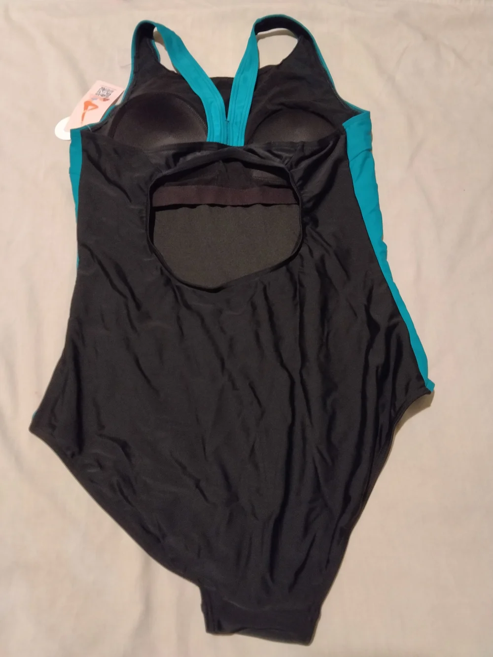 Source Unknown Black & Teal Athletic One-Piece Swimsuit